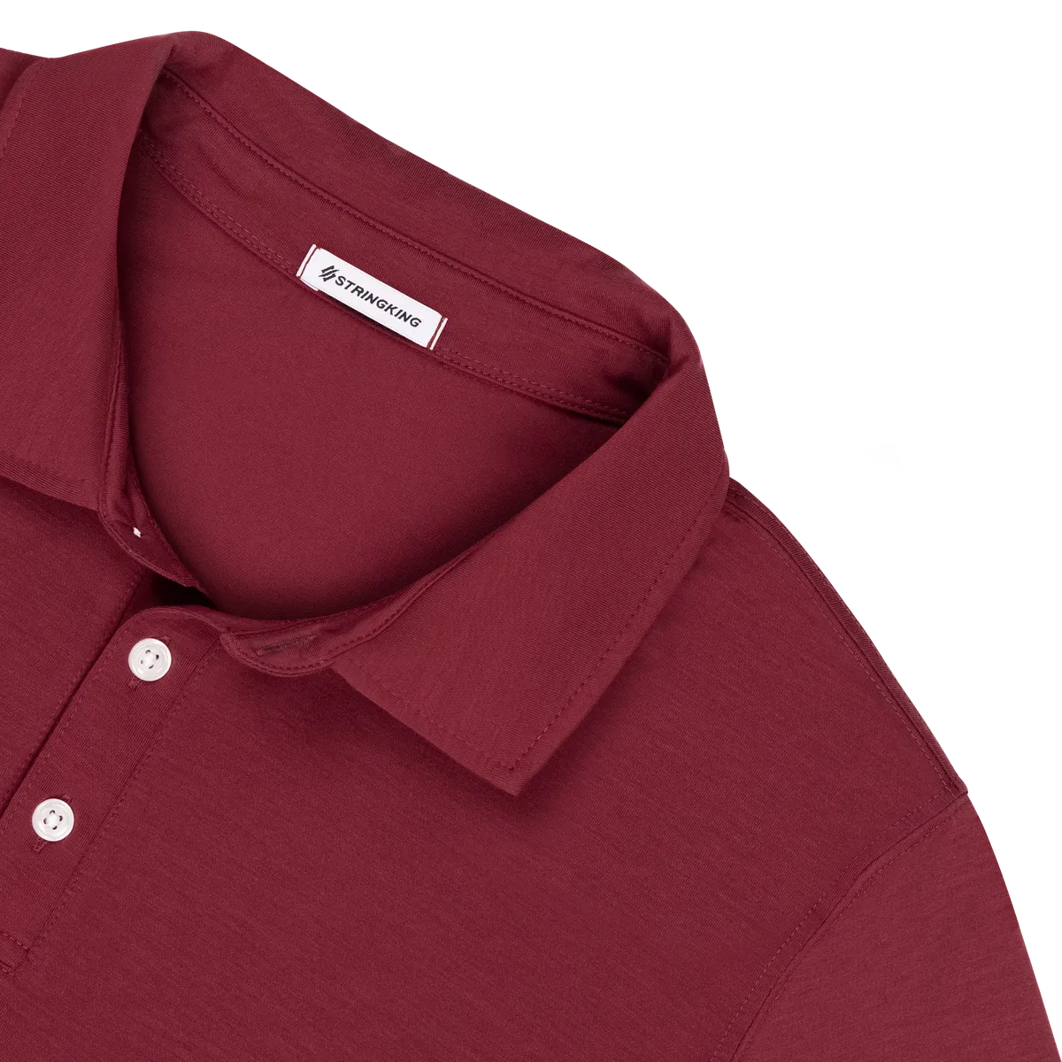 StringKing Men's FlexStyle Long Sleeve Polo - Sharp Fit, Rhubarb, Detail