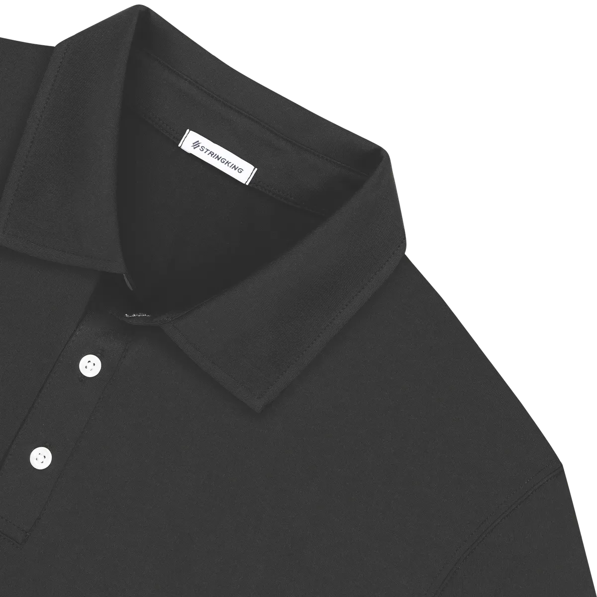 StringKing Men's FlexTech Short Sleeve Polo - Sharp Fit, Black, Detail