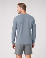 StringKing Men's Pima Terry Long Sleeve V-Neck Tee - Sharp Fit, Tradewinds, Full Back - Human Model - Top of head to Mid-thigh