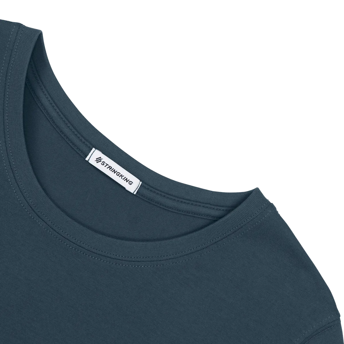 StringKing Women's Pima Cotton Long Sleeve Crewneck T-Shirt - Sharp Fit, Navy, Detail