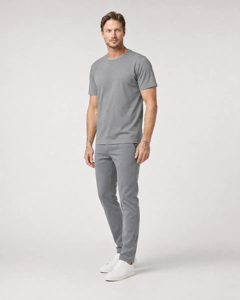 StringKing Men's StayWarm Tee - Sharp Fit, Gray, Full Front Angle - Human Model