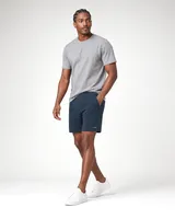 StringKing Men's Pima Terry Shorts - Relaxed Fit, Navy, Full Front Angle - Human Model