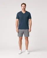 StringKing Men's Pima Jersey V-Neck Tee - Sharp Fit, Navy, Full Front - Human Model