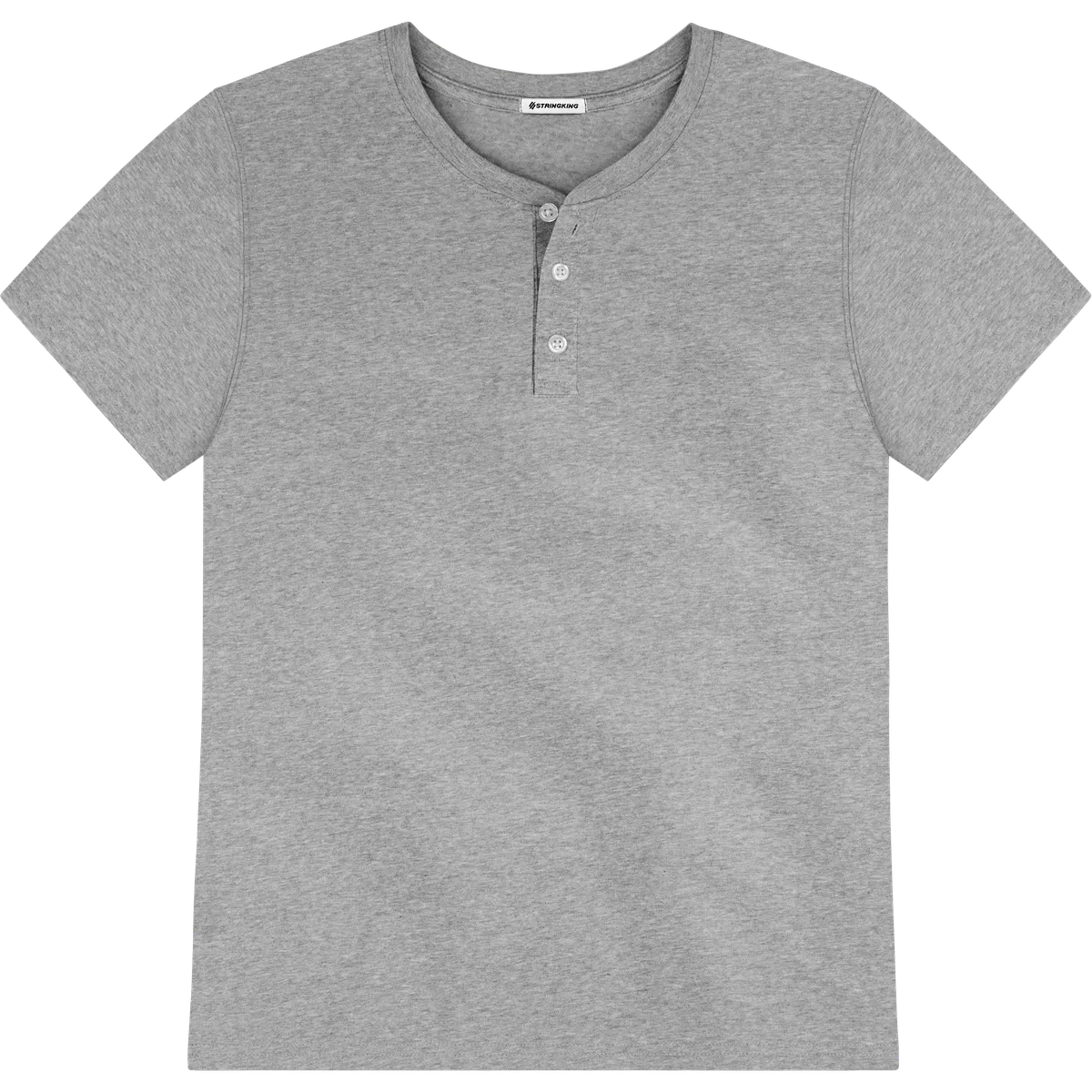 StringKing Men's Pima Cotton Short Sleeve Henley - Relaxed Fit, Heather Gray, Front