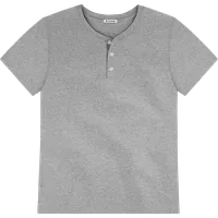 StringKing Men's Pima Cotton Short Sleeve Henley - Relaxed Fit, Heather Gray, Front
