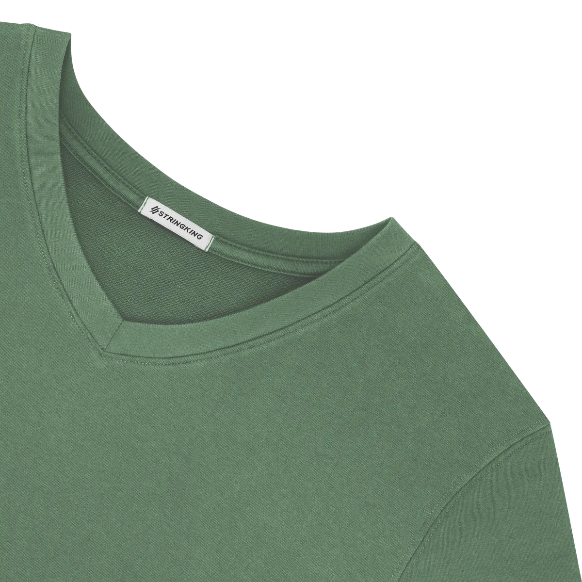 StringKing Men's Pima Cotton V-Neck Sweatshirt - Sharp Fit, Green, Detail