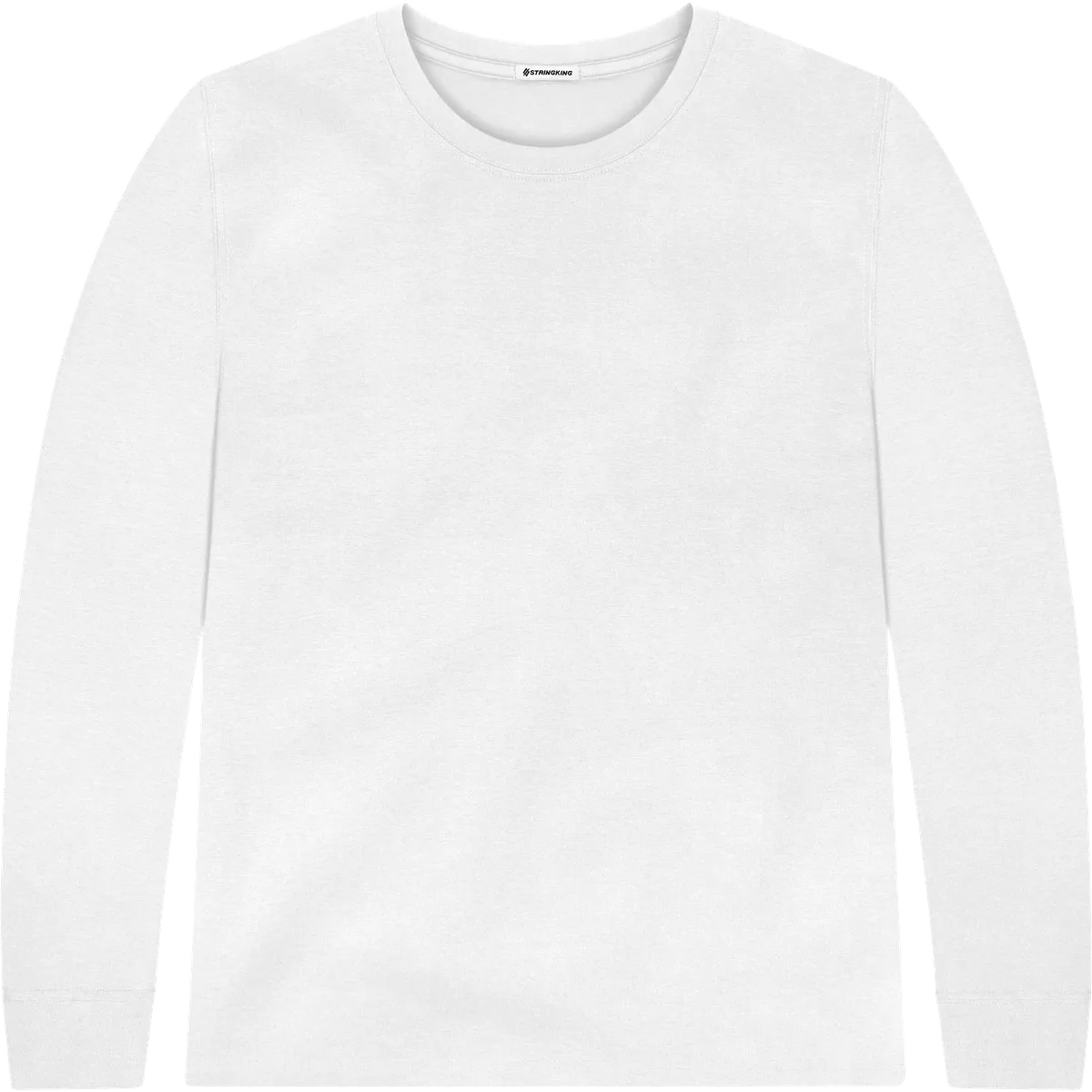 StringKing Men's Pima Jersey Long Sleeve Tee - Relaxed Fit, White, Front