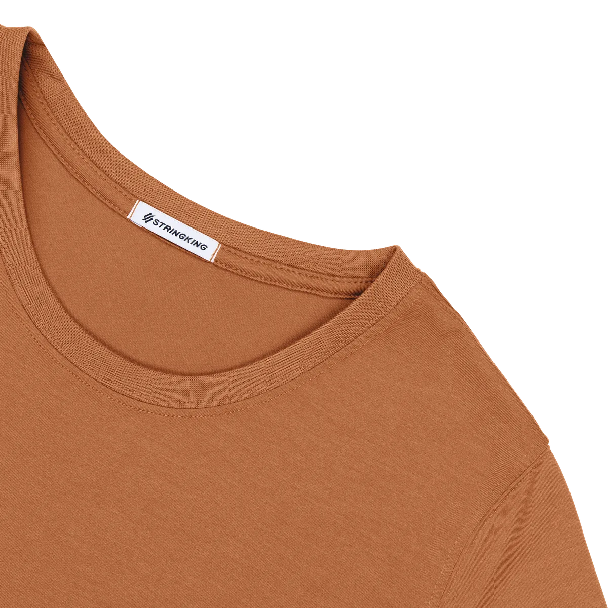 StringKing Women's FlexStyle Short Sleeve Crewneck T-Shirt - Relaxed Fit, Bombay Brown, Detail