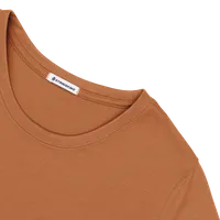 StringKing Women's FlexStyle Short Sleeve Crewneck T-Shirt - Relaxed Fit, Bombay Brown, Detail