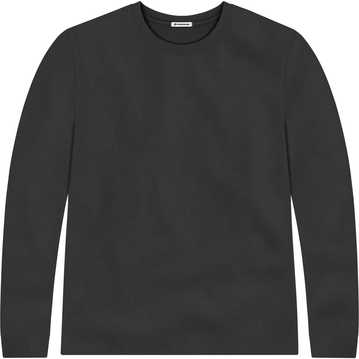 StringKing Men's Pima Jersey Long Sleeve Tee - Sharp Fit, Black, Front