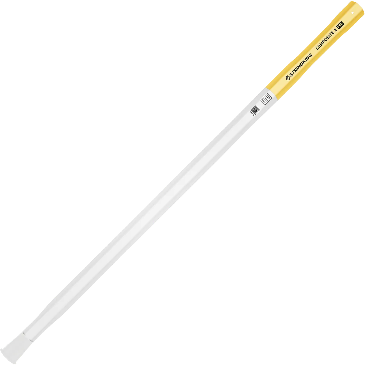 StringKing Composite 2 Pro Faceoff Double Lever - 175 Grams, White / Yellow, Full Length, Angled, Right Side, With Butt End