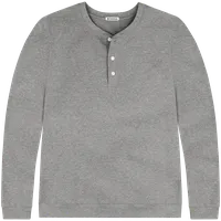 StringKing Men's Pima Cotton Henley Sweatshirt - Sharp Fit, Heather Gray, Front
