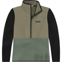 StringKing Women's Polartec Half Zip - Relaxed Fit, Mermaid Top, Avenue Green Bottom, Meteorite Sleeves, Black Trim, Front