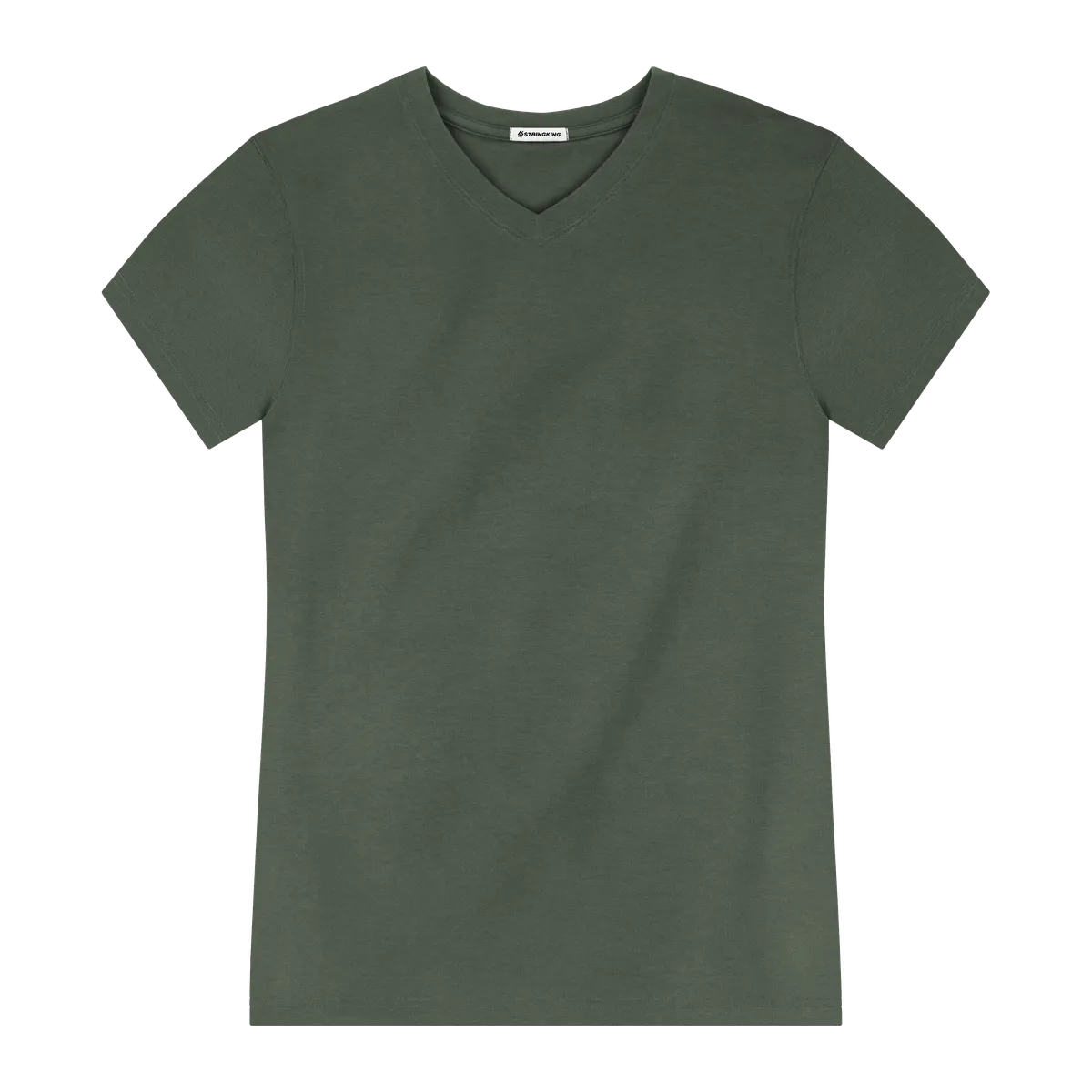 StringKing Men's Pima Jersey V-Neck Tee - Sharp Fit, Moss, Front