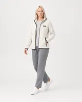 StringKing Women's Polartec Fleece Full Zip Hoodie with Pockets - Relaxed Fit, Jet Stream, Collar Shoulder - Human Model
