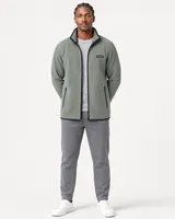 StringKing Men's Polartec Fleece Full Zip with Pockets - Sharp Fit, Avenue Green, Full Front - Human Model - Top of head to Knees
