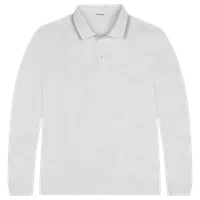 StringKing Men's Pima Cotton Long Sleeve Polo - Relaxed Fit, White, Front