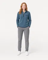 StringKing Women's Polartec Fleece Quarter Zip - Sharp Fit, Indian Teal, Full Front - Human Model