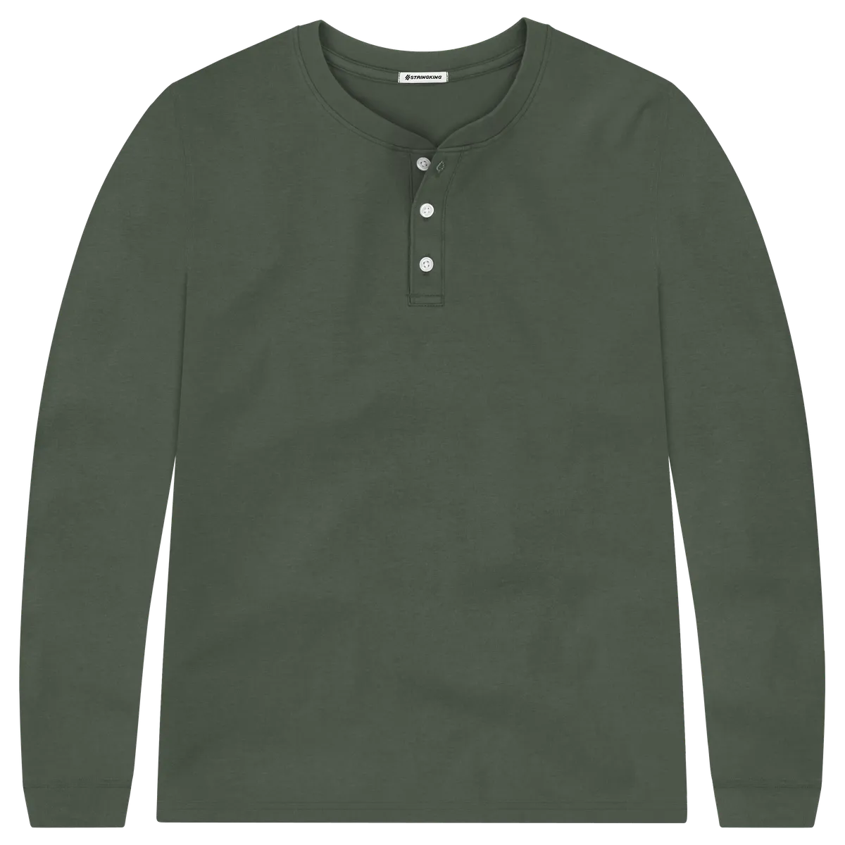 StringKing Men's Pima Jersey Henley - Sharp Fit, Moss, Front