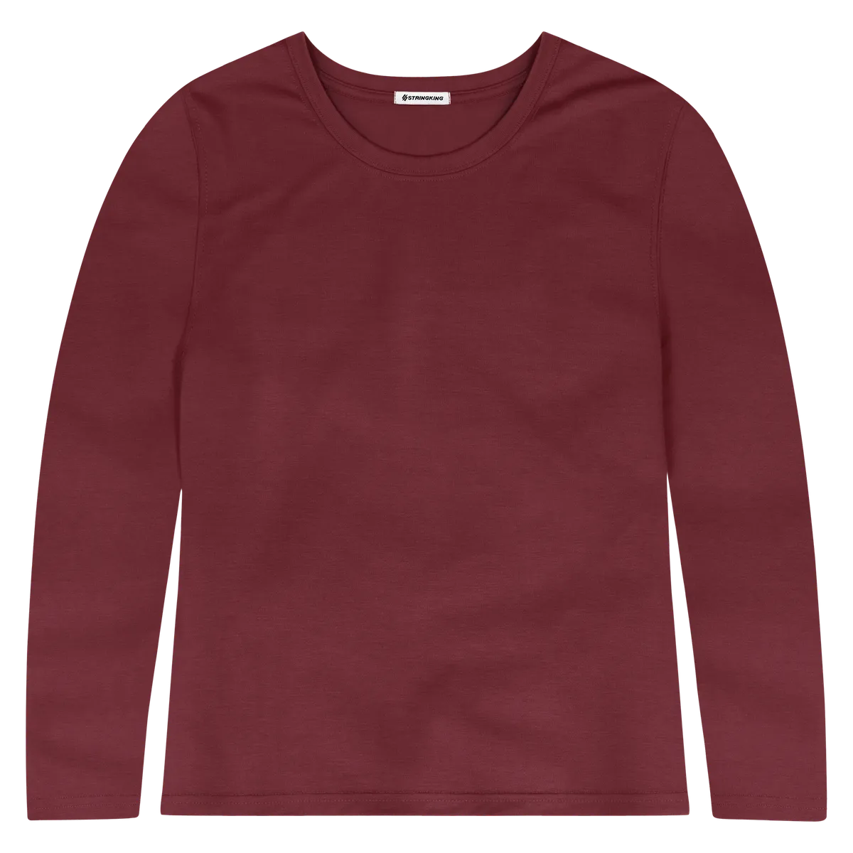 StringKing Women's FlexStyle Long Sleeve Crewneck T-Shirt - Relaxed Fit, Rhubarb, Front