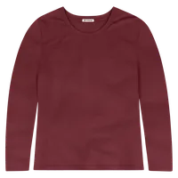 StringKing Women's FlexStyle Long Sleeve Crewneck T-Shirt - Relaxed Fit, Rhubarb, Front