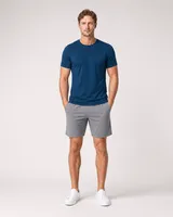 StringKing Men's StayWarm Tee - Sharp Fit, Navy Blue, Full Front - Human Model - Top of head to Knees