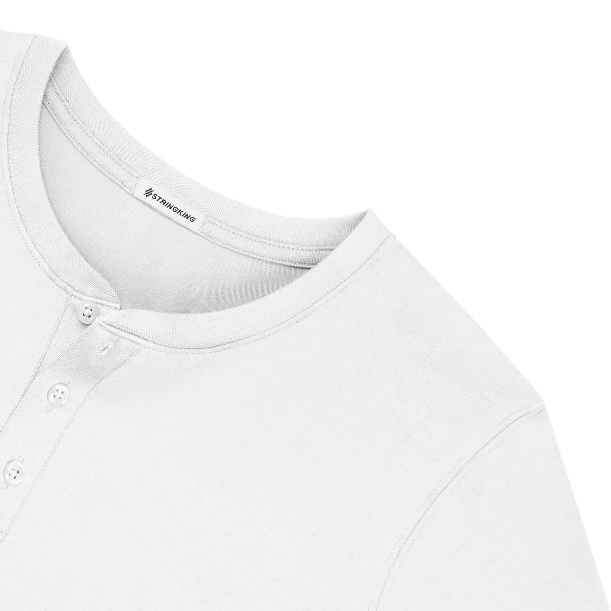 StringKing Men's Pima Cotton Short Sleeve Henley - Sharp Fit, White, Detail