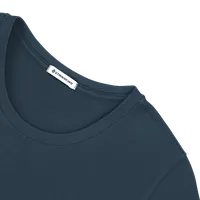 StringKing Women's Pima Cotton Short Sleeve Crewneck T-Shirt - Relaxed Fit, Navy, Detail