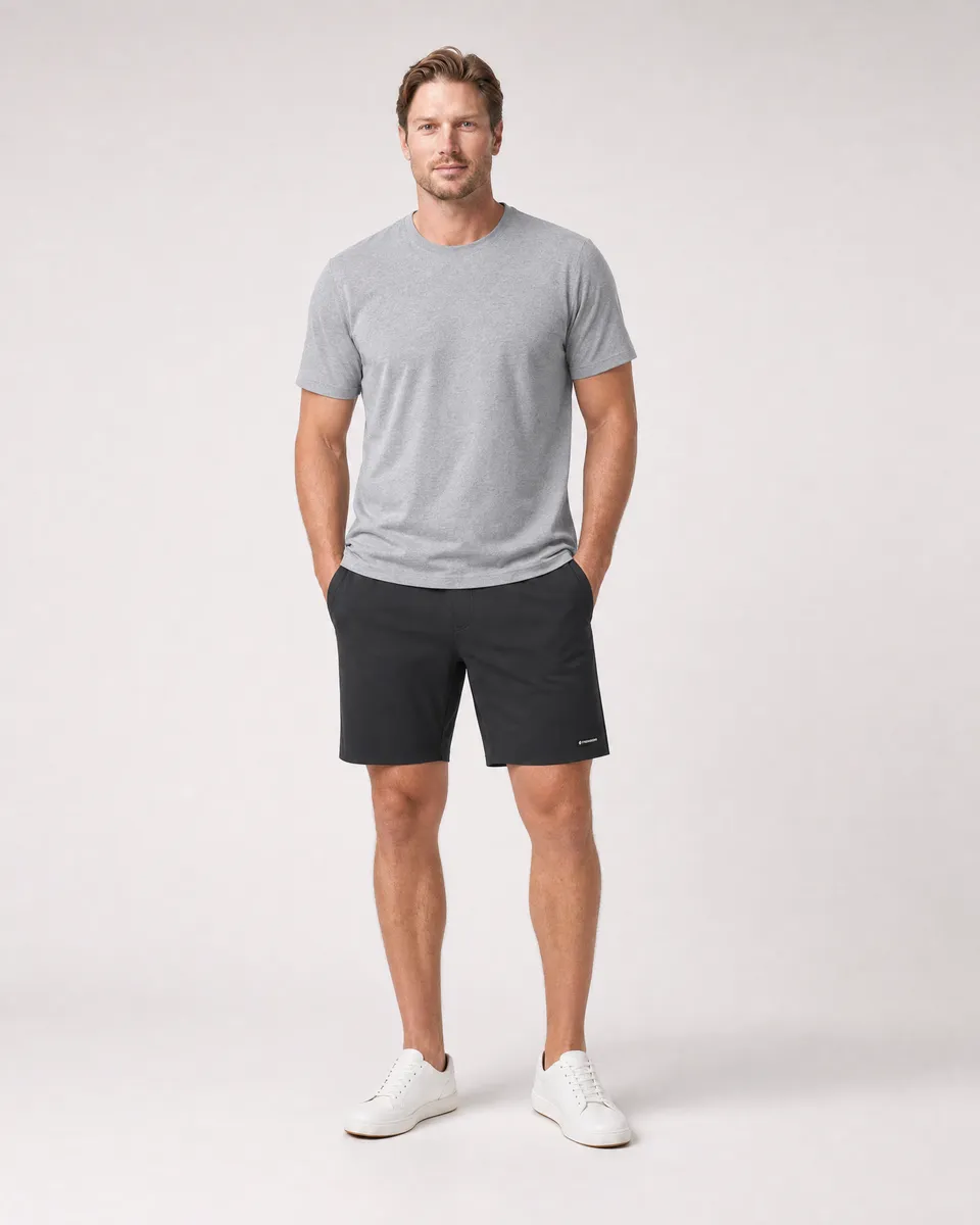 StringKing Men's StayWarm Shorts - Relaxed Fit, Black, Full Front - Human Model