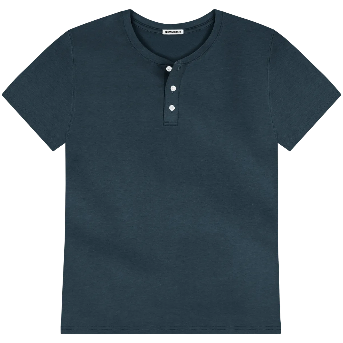 StringKing Men's Pima Cotton Short Sleeve Henley - Relaxed Fit, Navy, Front