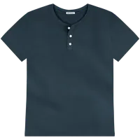 StringKing Men's Pima Cotton Short Sleeve Henley - Relaxed Fit, Navy, Front