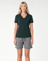 StringKing Women's Pima Terry V-Neck Tee - Sharp Fit, Pine Grove, Full Front - Human Model - Top of head to Knees