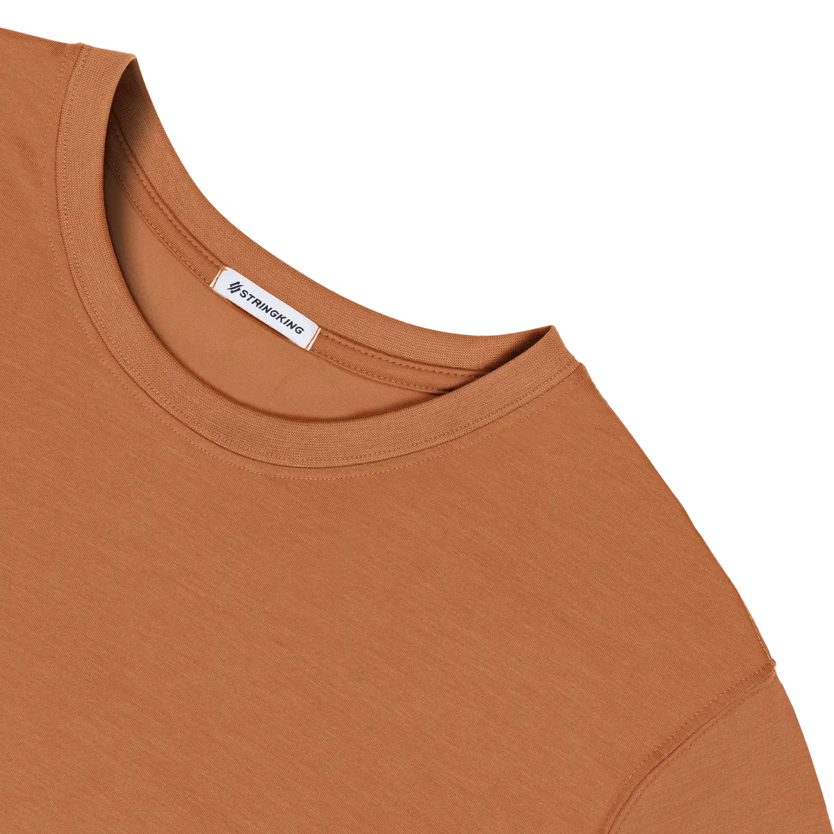 StringKing Men's FlexStyle Long Sleeve Crewneck T-Shirt - Relaxed Fit, Bombay Brown, Detail