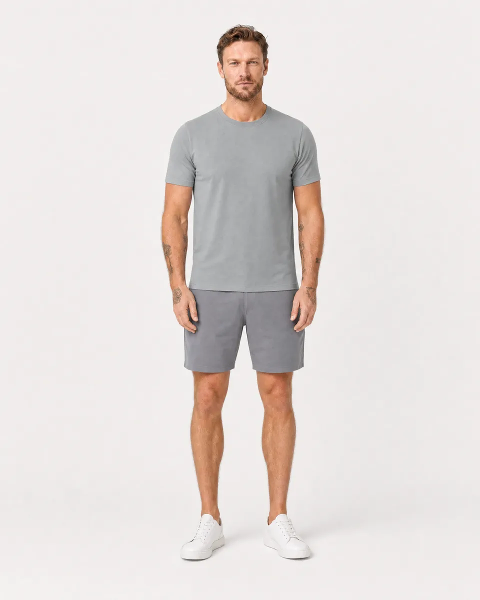 StringKing Men's StayWarm Tee - Sharp Fit, Gray, Full Front - Human Model