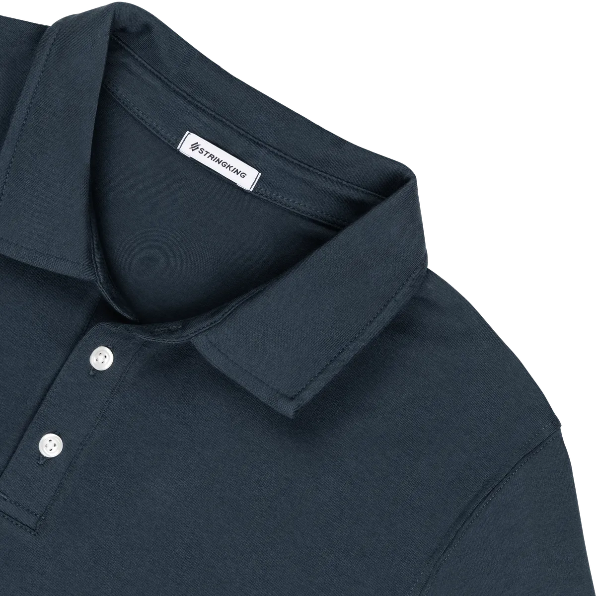 StringKing Men's Pima Cotton Long Sleeve Polo - Sharp Fit, Navy, Detail