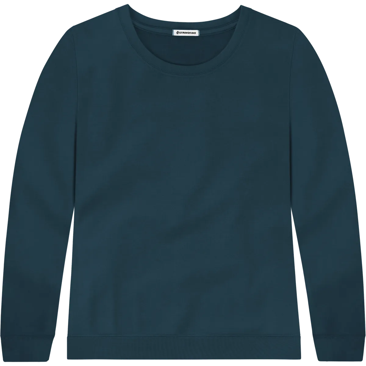 StringKing Women's Pima Terry Crew Sweater - Relaxed Fit, Navy, Front