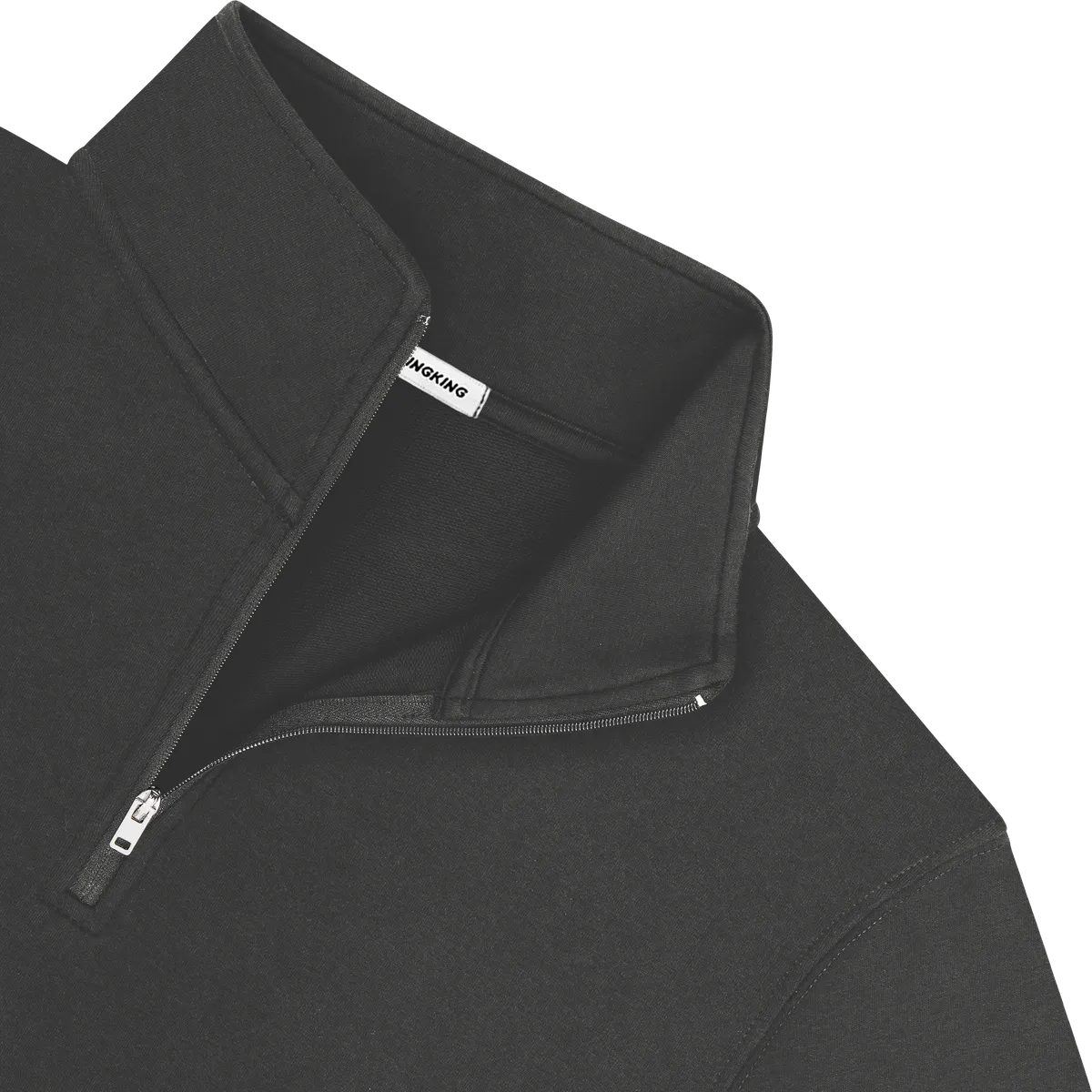 StringKing Men's Pima Cotton Quarter Zip - Relaxed Fit, Black, Detail