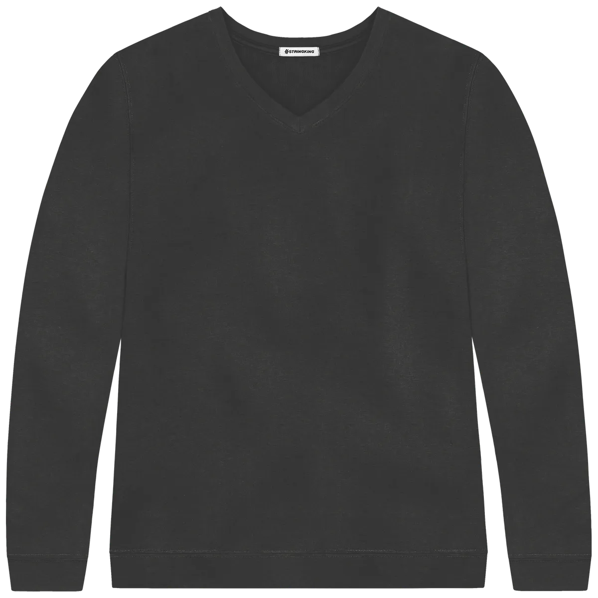 StringKing Women's Pima Cotton V-Neck Sweatshirt - Relaxed Fit, Black, Front