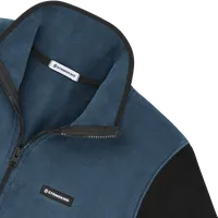 StringKing Men's Polartec Half Zip - Sharp Fit, Indian Teal Top, Avenue Green Bottom, Meteorite Sleeves, Black Trim, Detail