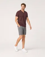 StringKing Men's Pima Jersey V-Neck Tee - Sharp Fit, New Maroon, Full Front Angle - Human Model
