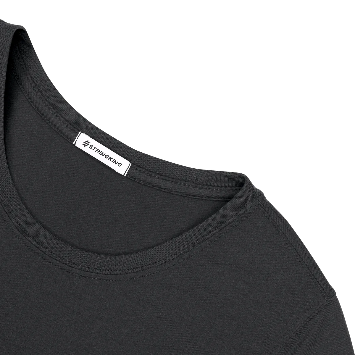 StringKing Women's FlexStyle Short Sleeve Crewneck T-Shirt - Relaxed Fit, Moonless Night, Detail