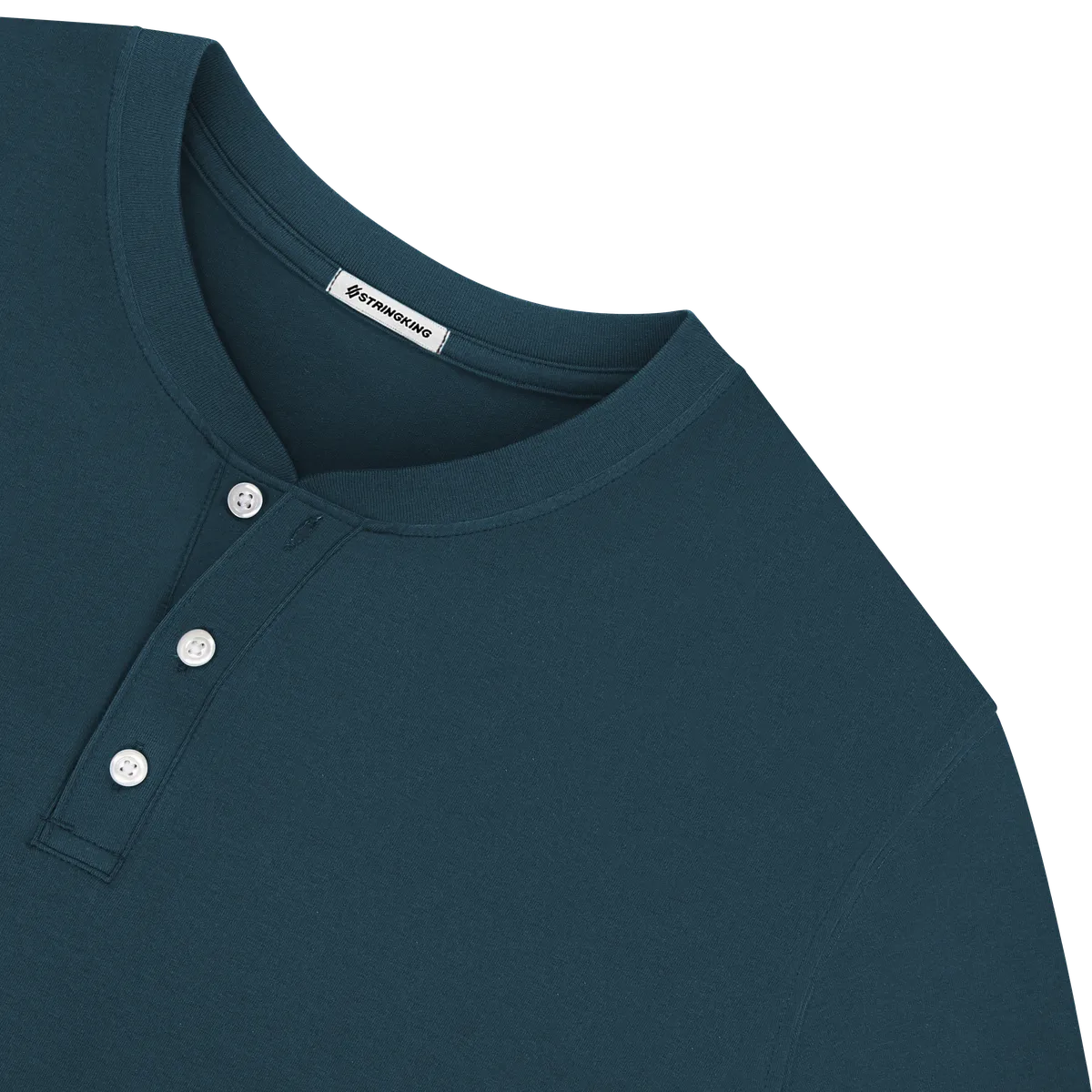 StringKing Men's Pima Jersey Short Sleeve Henley - Sharp Fit, Navy, Detail