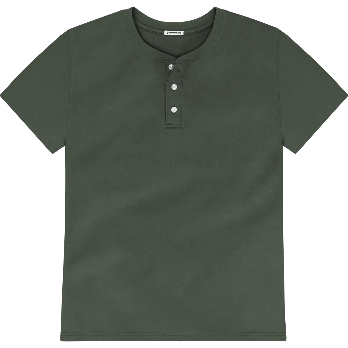StringKing Men's Pima Jersey Short Sleeve Henley - Relaxed Fit, Moss, Front