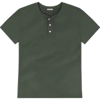 StringKing Men's Pima Jersey Short Sleeve Henley - Relaxed Fit, Moss, Front