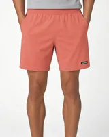 StringKing Men's Nylon Flex Game Shorts - Sharp Fit, Crabapple, Full Front - Human Model - Waist to Mid-calf
