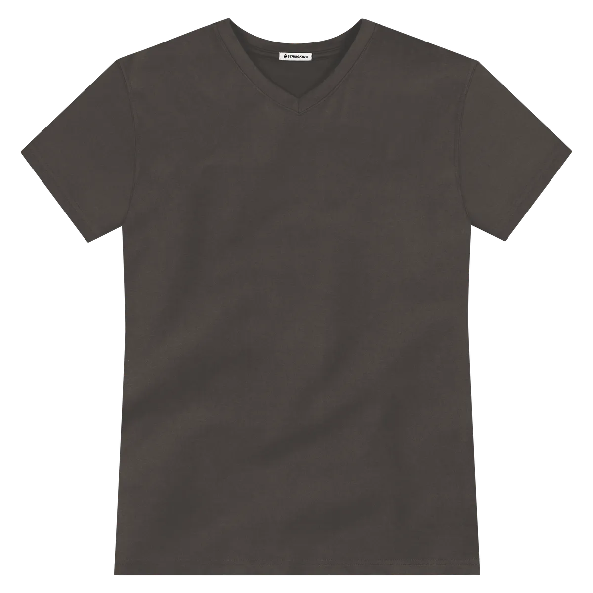 StringKing Men's FlexTech Short Sleeve V-Neck T-Shirt - Sharp Fit, Charcoal, Front