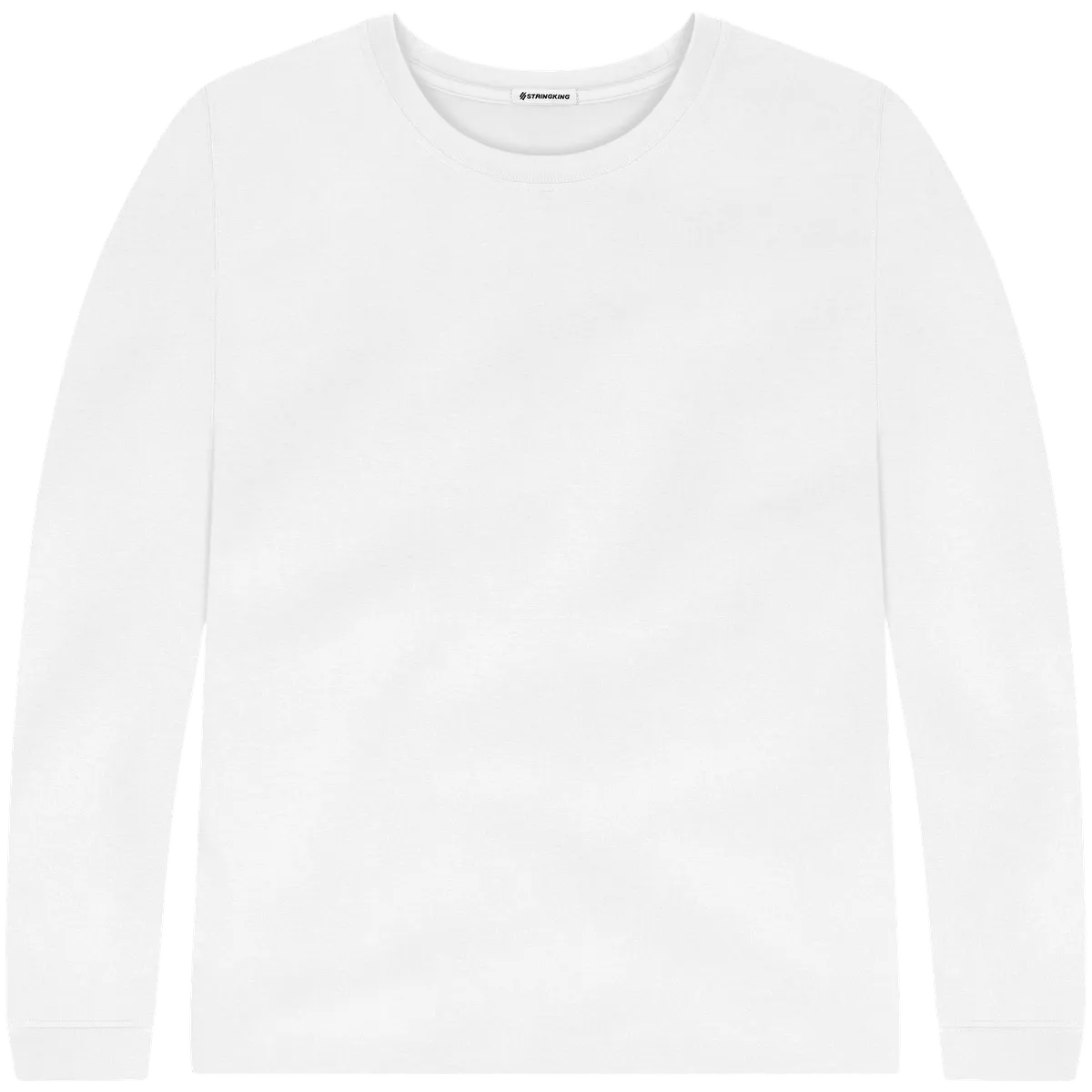 StringKing Men's Pima Terry Long Sleeve Tee - Relaxed Fit, White, Front