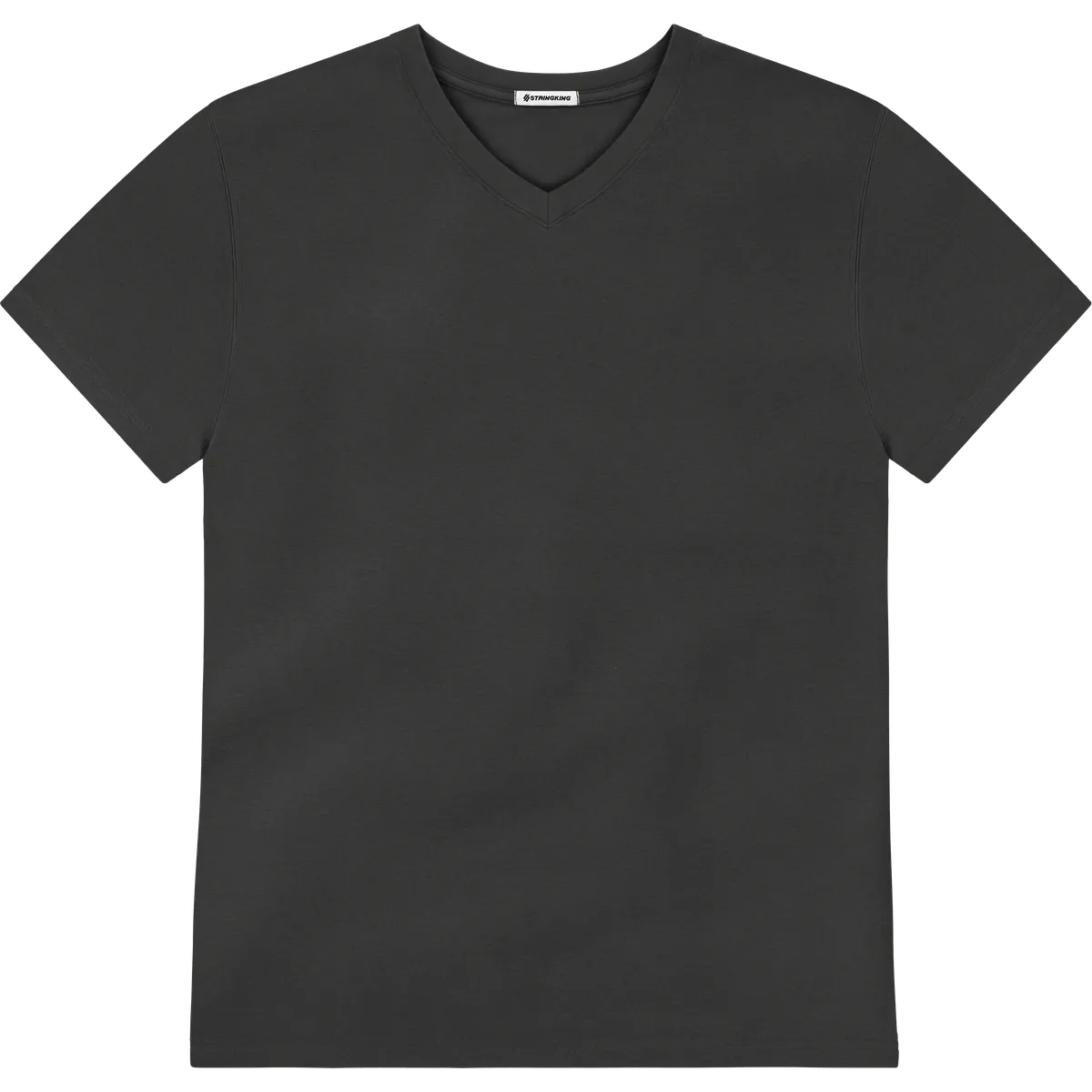 StringKing Men's Pima Jersey V-Neck Tee - Relaxed Fit, Black, Front