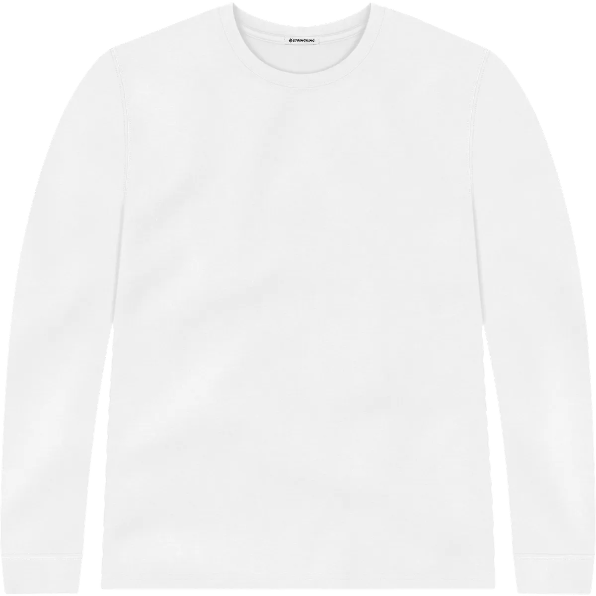 StringKing Men's Pima Jersey Long Sleeve Tee - Sharp Fit, White, Front