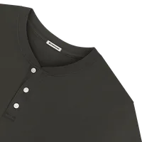 StringKing Men's Pima Jersey Short Sleeve Henley - Relaxed Fit, Peat, Detail